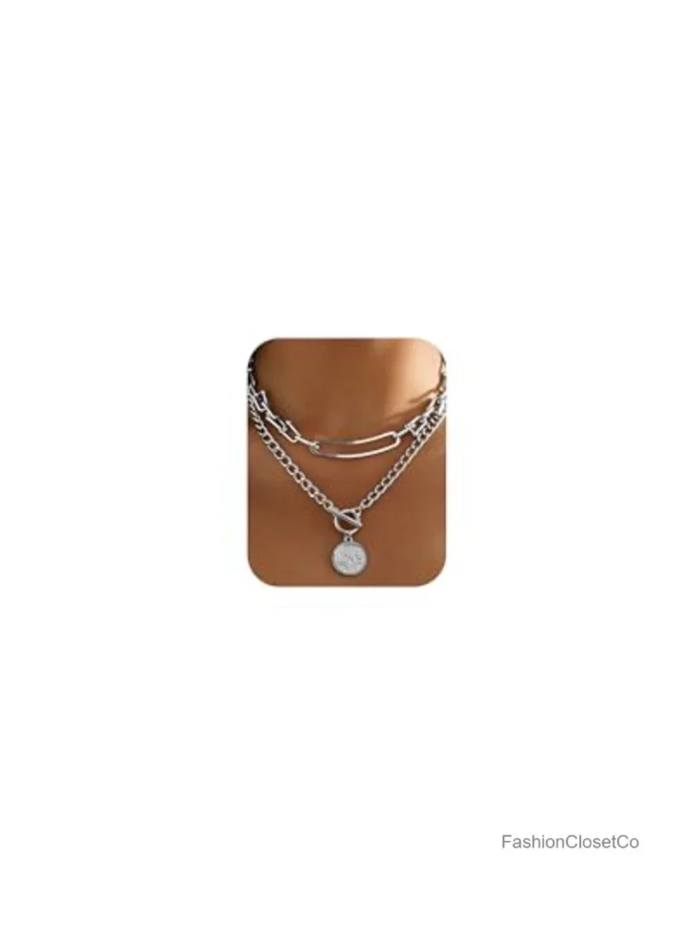 Layered Pendant Necklace Set for Women Chunky Link Chains 21